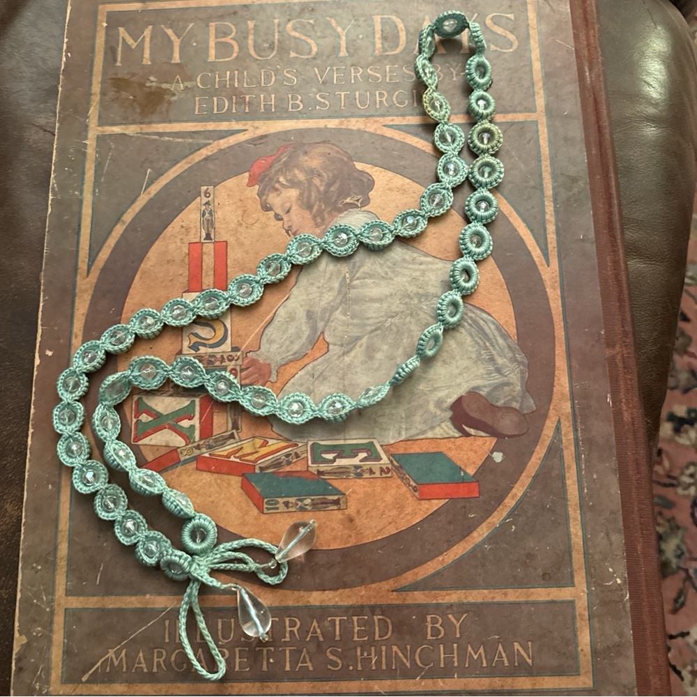 Vintage Sage Green Crochet necklace